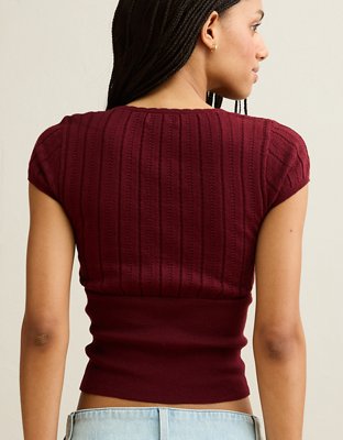 AE V-Neck Crossover Sweater Tee