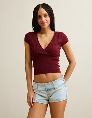 AE V-Neck Crossover Sweater Tee | American Eagle