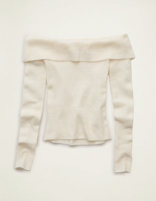 AE Whoa So Soft Off-The-Shoulder Foldover Sweater Top