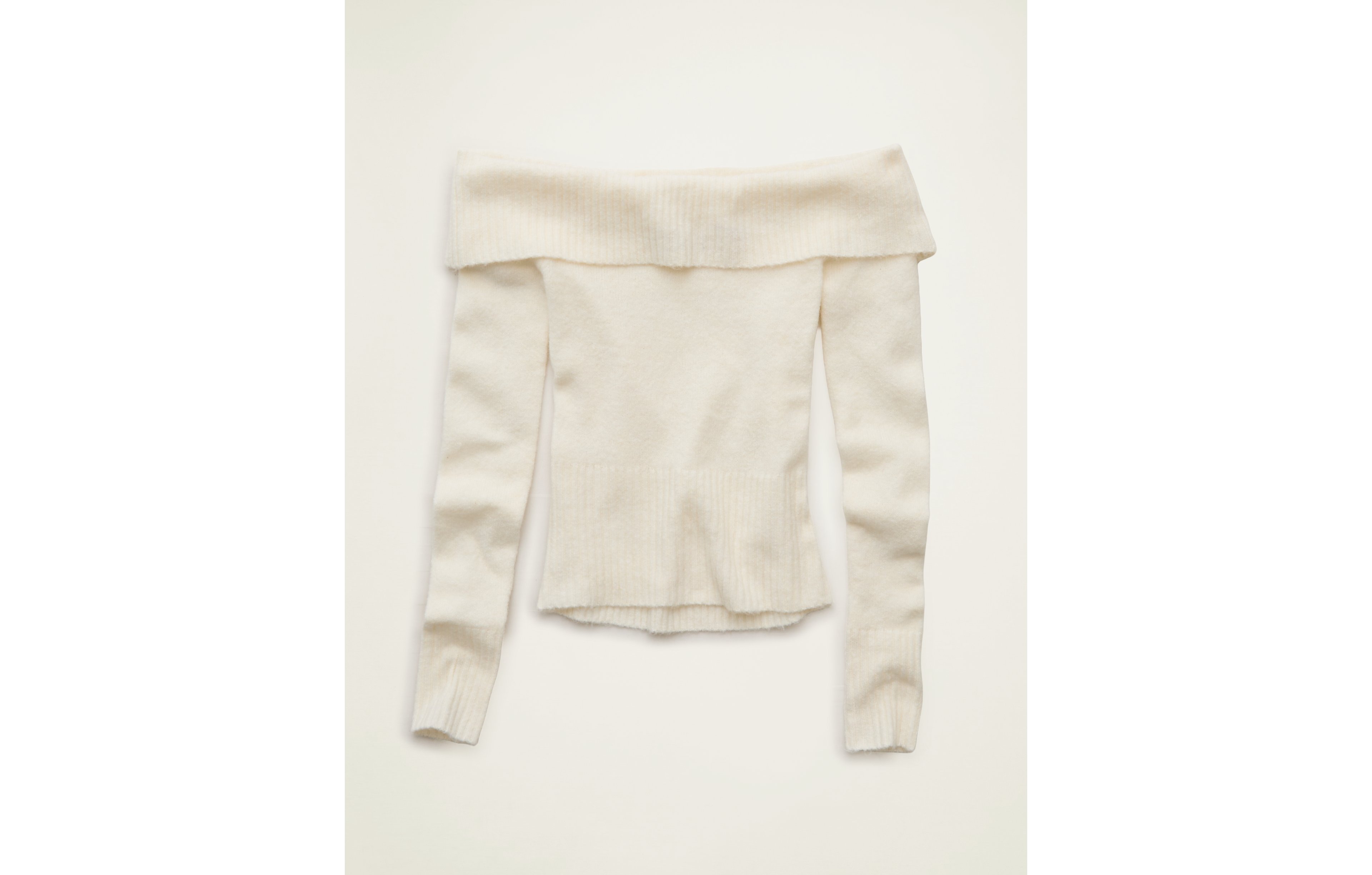 AE Whoa So Soft Off-The-Shoulder Foldover Sweater Top