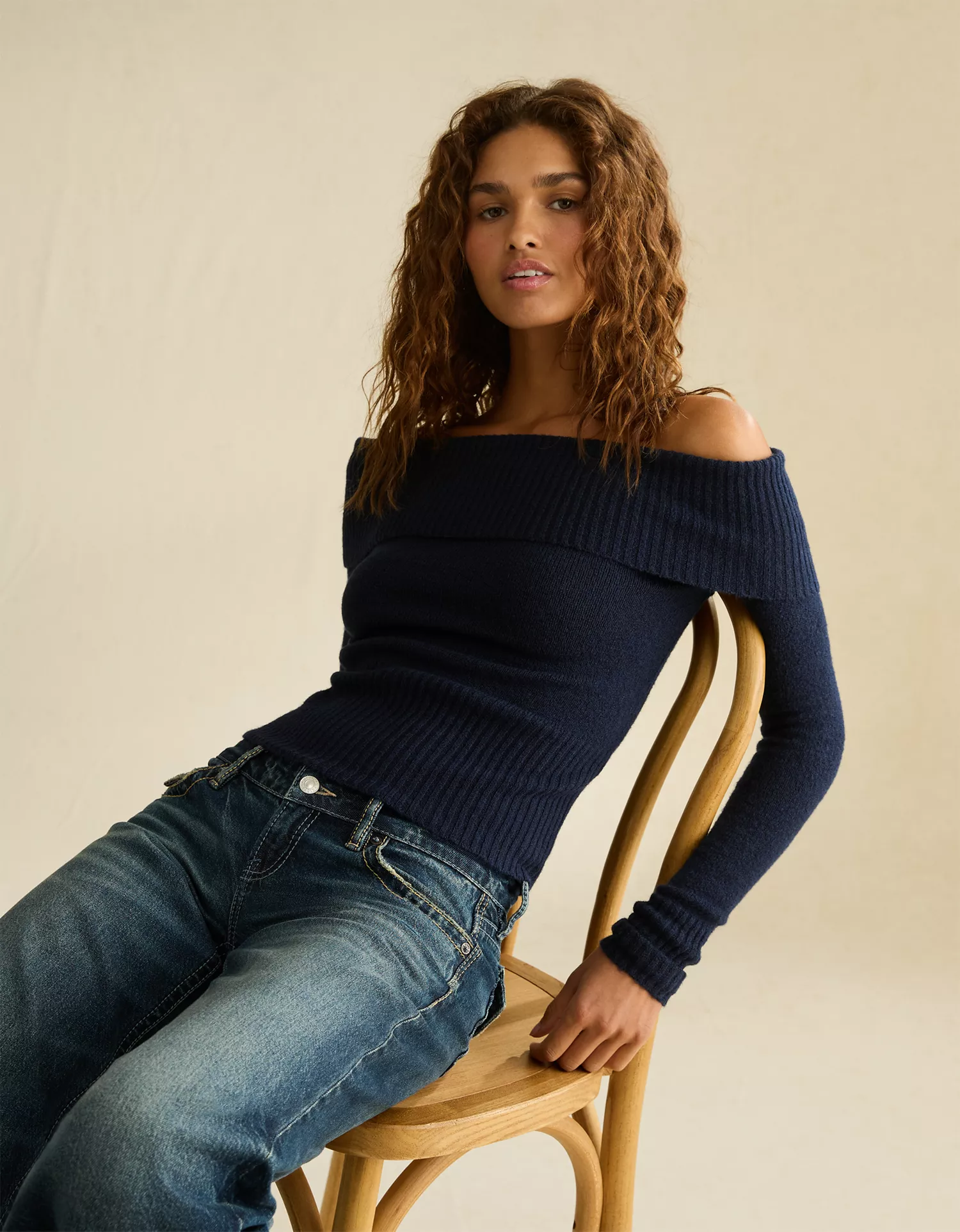 AE Whoa So Soft Off-The-Shoulder Foldover Sweater Top - thumbnail 7