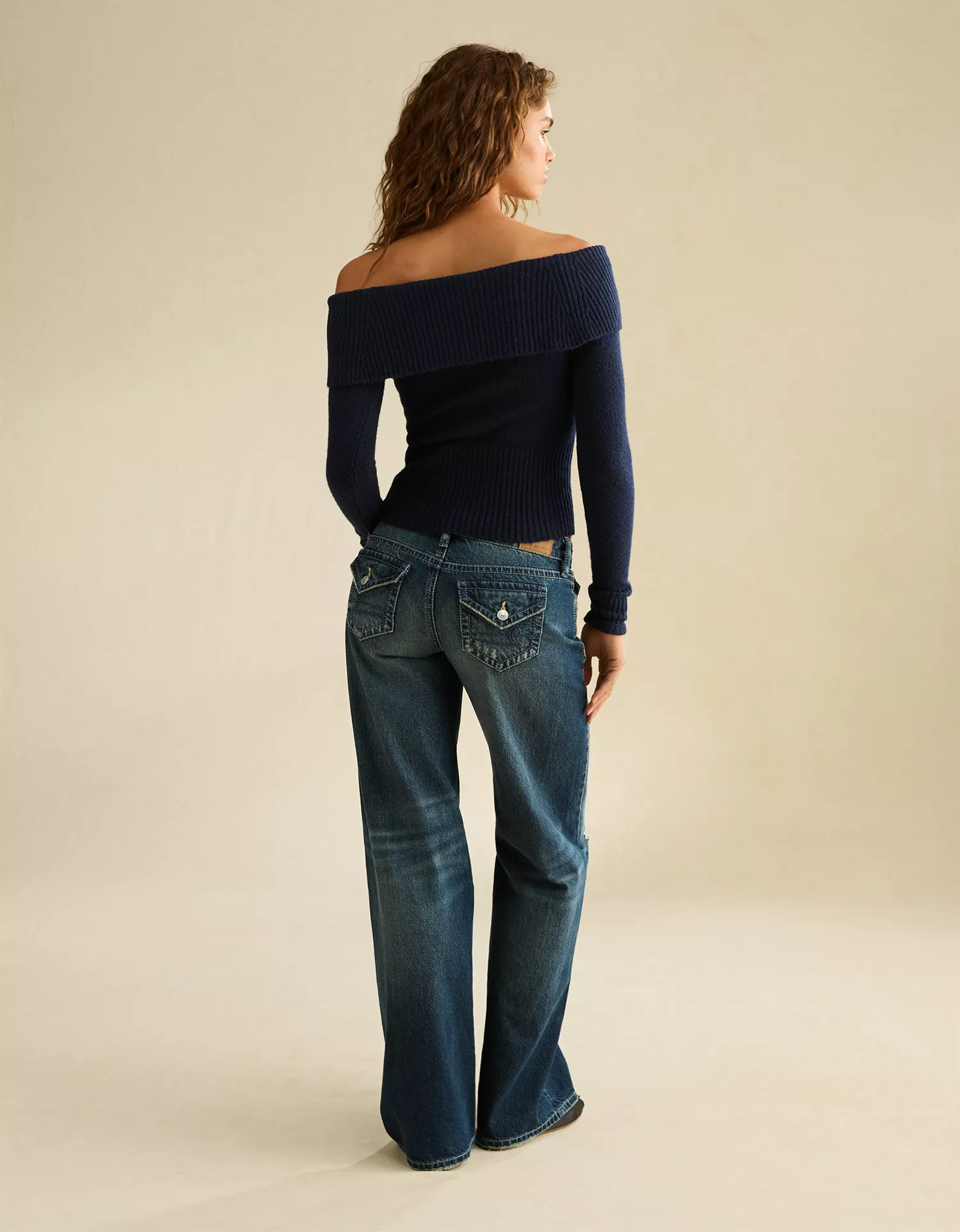 AE Whoa So Soft Off-The-Shoulder Foldover Sweater Top - thumbnail 2