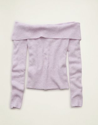 AE Whoa So Soft Off-The-Shoulder Foldover Sweater Top