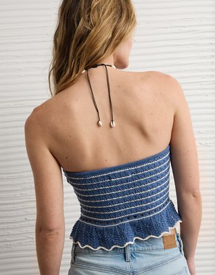 AE Crochet Peplum Tube Top