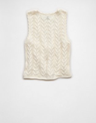 AE Cable-Knit Tie-Front Sweater Vest