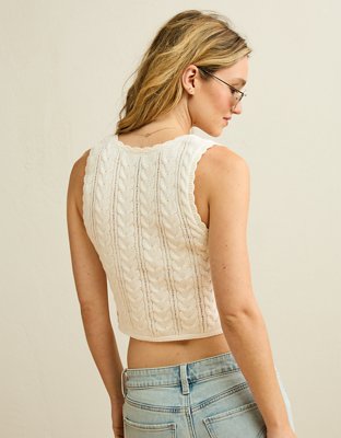 AE Cable-Knit Tie-Front Sweater Vest