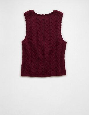 AE Cable-Knit Tie-Front Sweater Vest | American Eagle