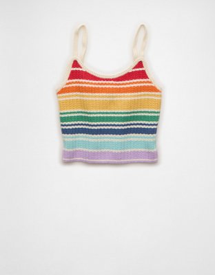 UNOF KNIT TANK TOP ふじあみ ちゃん Fuchsia Solid Crochet Fringe Tank Top | Lime Lush Boutique