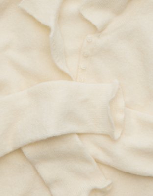 Женский свитер American Eagle AE Whoa So Soft Polo Henley, цвет: Меловой — фото 6
