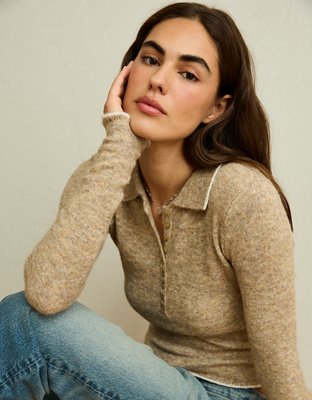 AE Whoa So Soft Polo Henley Sweater