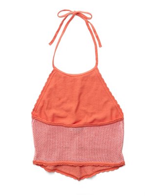 AE Cropped Open-Back Knit Halter Top