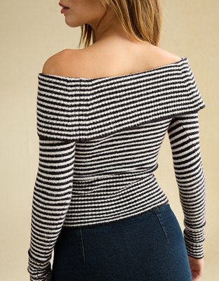 AE Whoa So Soft Off-The-Shoulder Foldover Sweater Top 