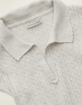 AE V-Neck Cable Knit Sweater Polo