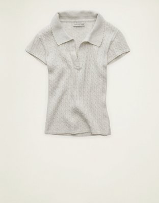AE V-Neck Cable Knit Sweater Polo