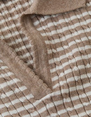 AE V-Neck Cable Knit Sweater Polo