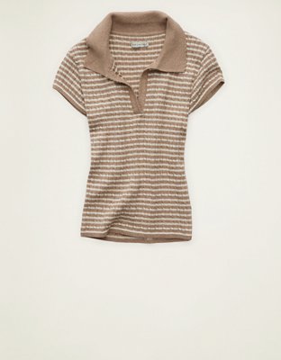 AE V-Neck Cable Knit Sweater Polo