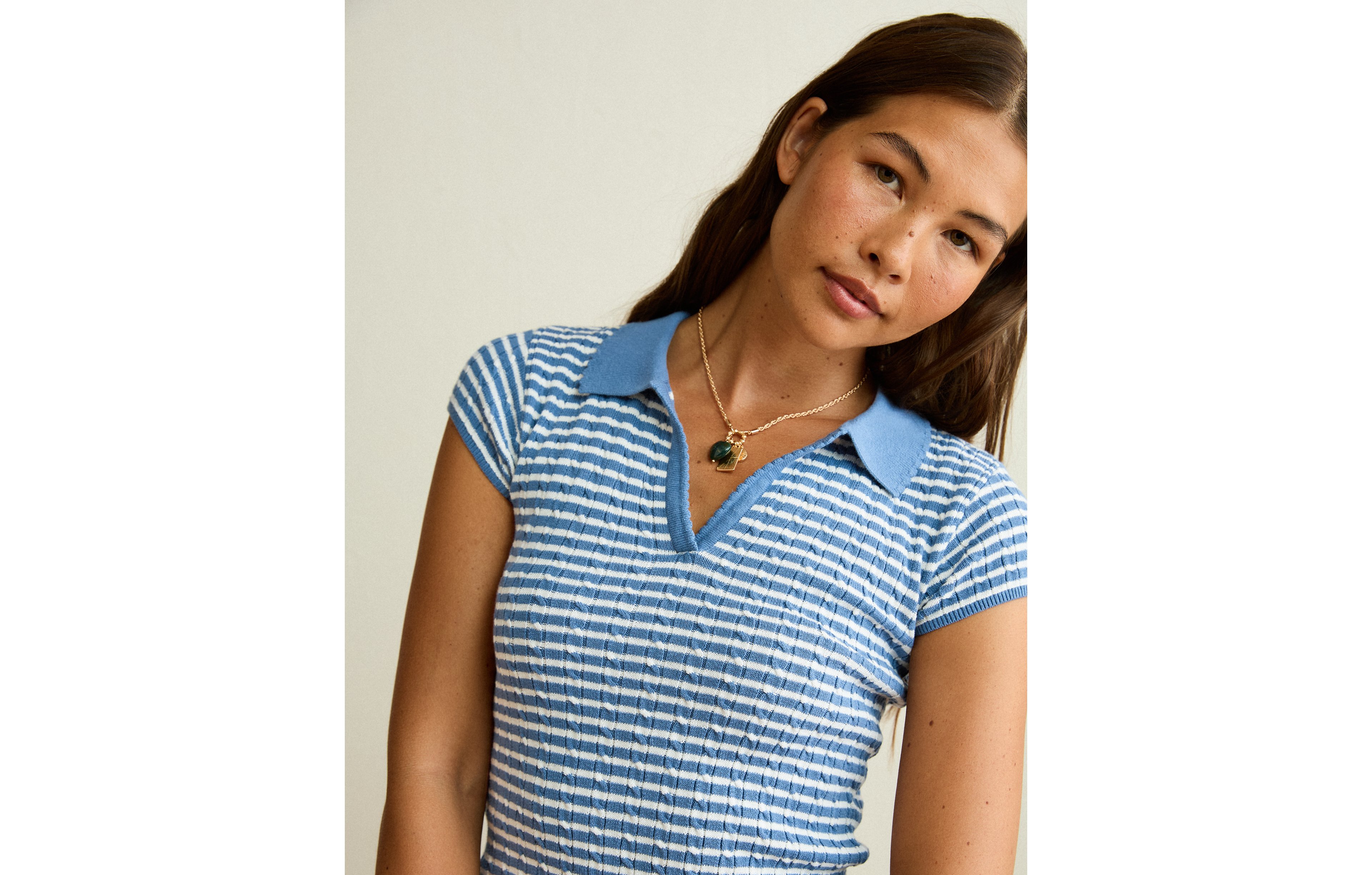 AE V-Neck Cable Knit Sweater Polo