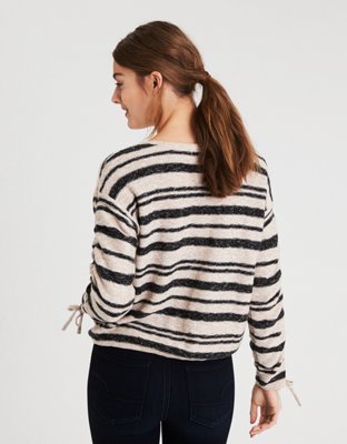 Женские свитеры American Eagle AE GATHERED SLEEVE STRIPE SWEATER — фото 2