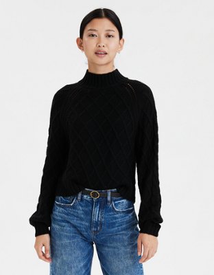 AE Mock Neck Cable Knit Sweater