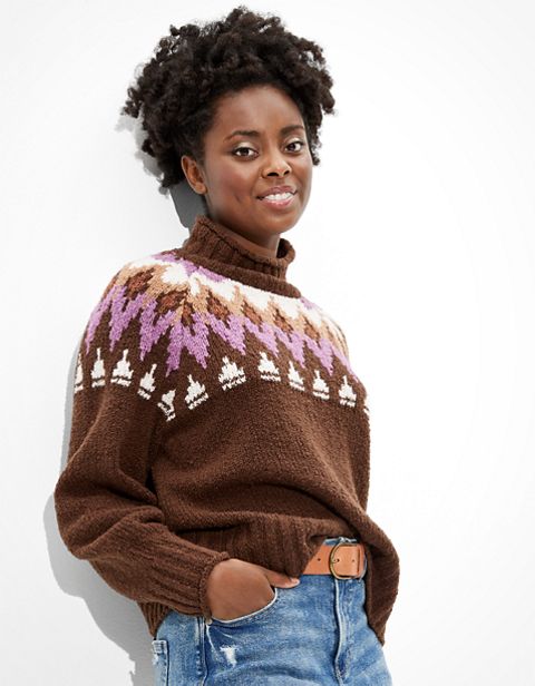 Женские свитеры American Eagle AE Fair Isle Mock Neck Sweater