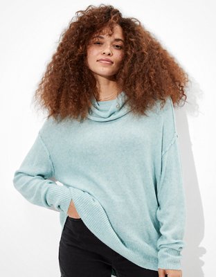 ae fleece oversized turtleneck sweatshirt