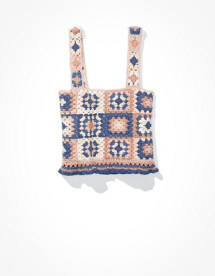 Женские топы American Eagle AE Cropped Crochet Tank Top — фото 3