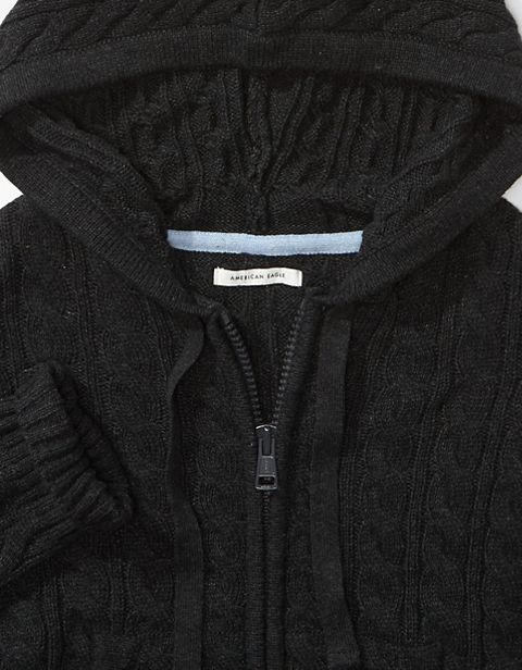 Женские свитеры American Eagle AE Cropped Cable Knit Zip-Up Sweater