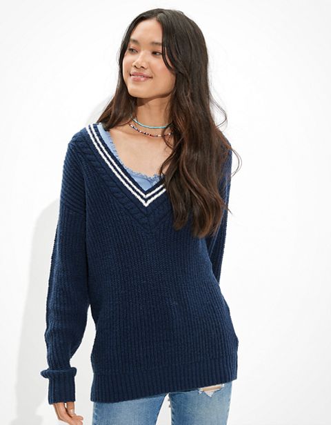 Женские свитеры American Eagle AE Oversized Vintage V-Neck Sweater