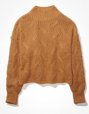 AE Cable Knit Mock Neck Sweater