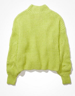 AE Cable Knit Mock Neck Sweater