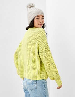 AE Cable Knit Mock Neck Sweater