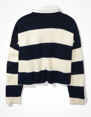 Женские свитеры American Eagle AE Striped Ballon-Sleeve Polo Sweater — фото 4