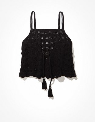 AE Crochet Tie-Back Tank Top
