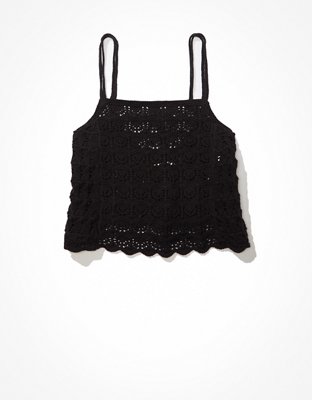 Женские топы American Eagle AE Crochet Tie-Back Tank Top — фото 3