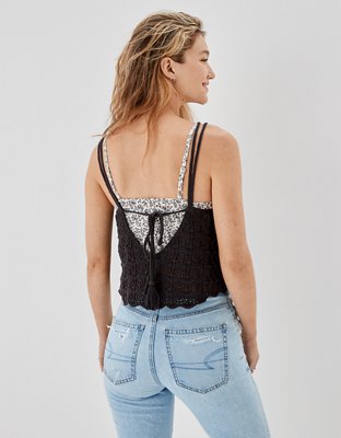 Женские топы American Eagle AE Crochet Tie-Back Tank Top — фото 2