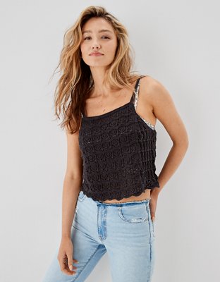 AE Crochet Tie-Back Tank Top