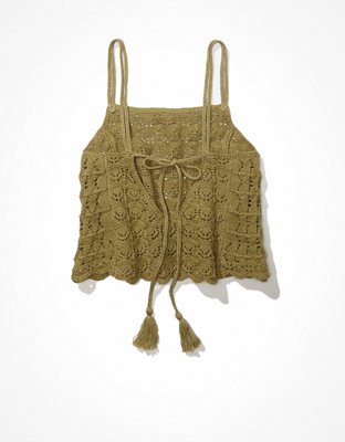 AE Crochet Tie-Back Tank Top