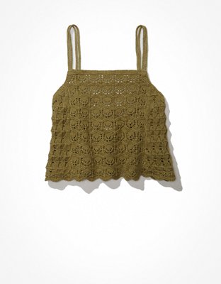 AE Crochet Tie-Back Tank Top