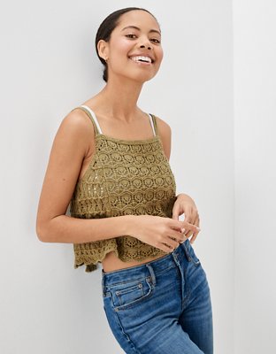 AE Crochet Tie-Back Tank Top
