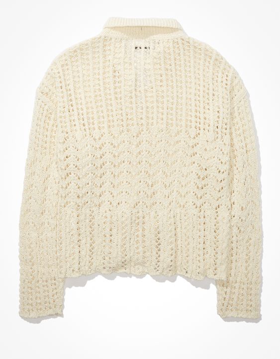 AE Crochet Polo Sweater
