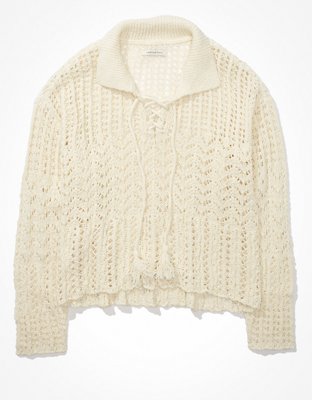 AE Crochet Polo Sweater