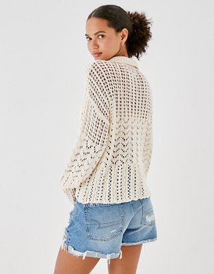 Женские свитеры American Eagle AE Crochet Polo Sweater — фото 2