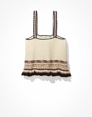 AE Tie-Front Crochet Tank Top