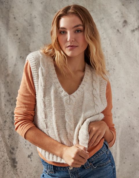 Женские свитеры American Eagle AE Cable Knit Sweater Vest