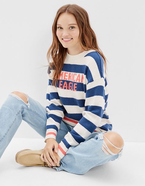 Женские свитеры American Eagle AE Oversized Rugby Sweater