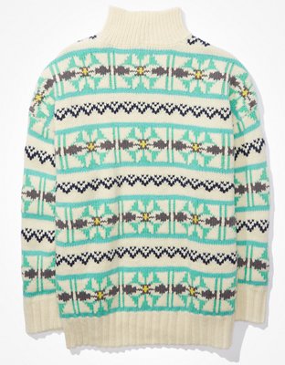AE Oversized Fairisle Mock Neck Sweater