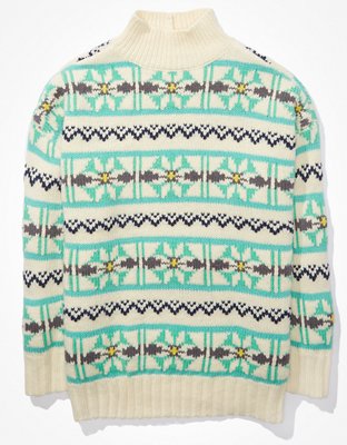 AE Oversized Fairisle Mock Neck Sweater