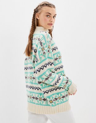 Женские свитеры American Eagle AE Oversized Fairisle Mock Neck Sweater — фото 2