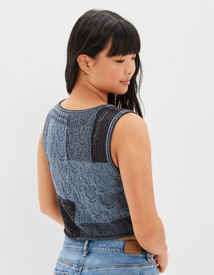 Женские свитеры American Eagle AE Patchwork Button-Up Sweater Vest — фото 2