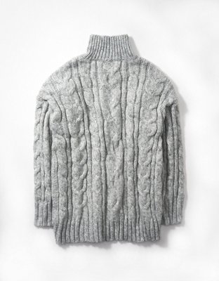 AE Cable Knit Mock Neck Sweater